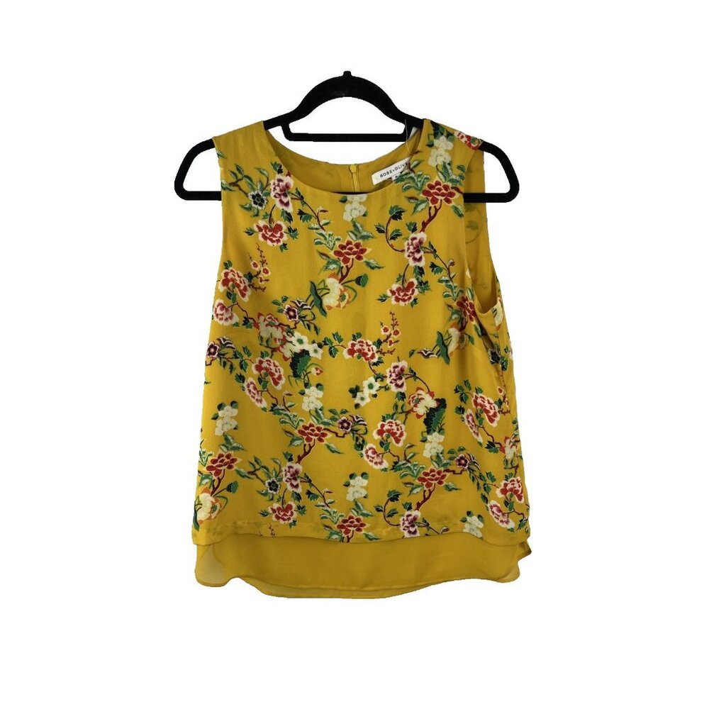 Rose & Olive Yellow Floral Tank Top Womens Size M